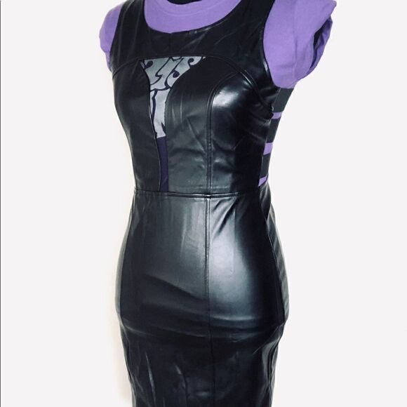 Chocolate Black Faux Leather Strappy Sleeveless Dress - Picture 2 of 9